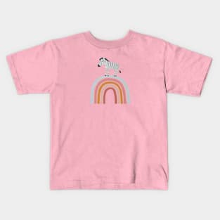 Zebra and rainbow art illustration Kids T-Shirt